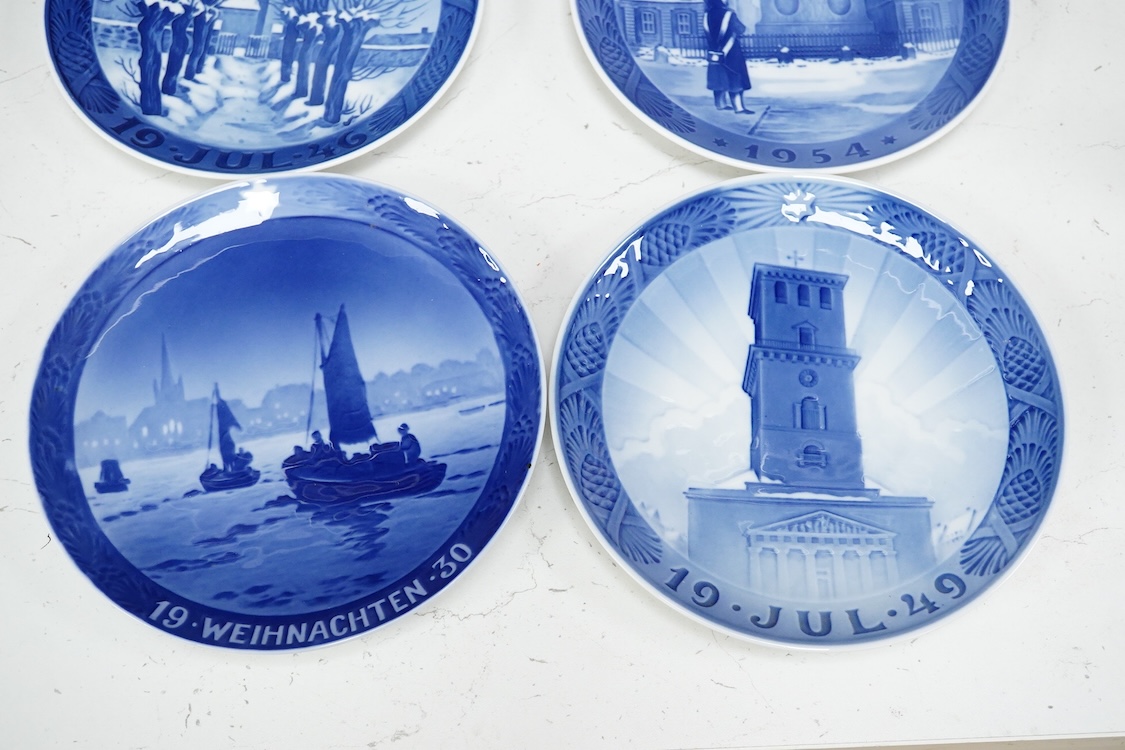 Thirteen Royal Copenhagen Christmas plates to include 1930, 1939, 1949, 1950 and 1951, 18cm in diameter